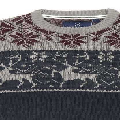 James Darby Mens Blue Fair Isle  Pullover Sweatshirt   - Christmas