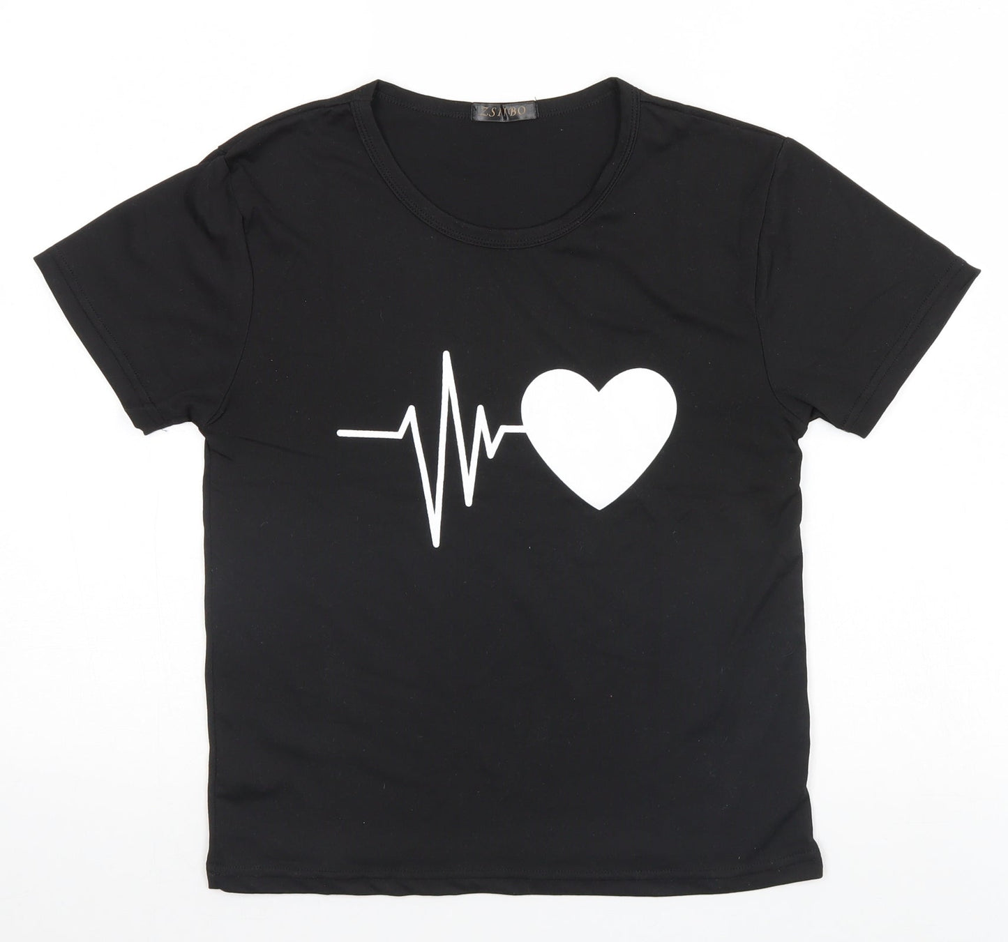 Zsiibo Womens Black   Basic T-Shirt Size S  - Heart