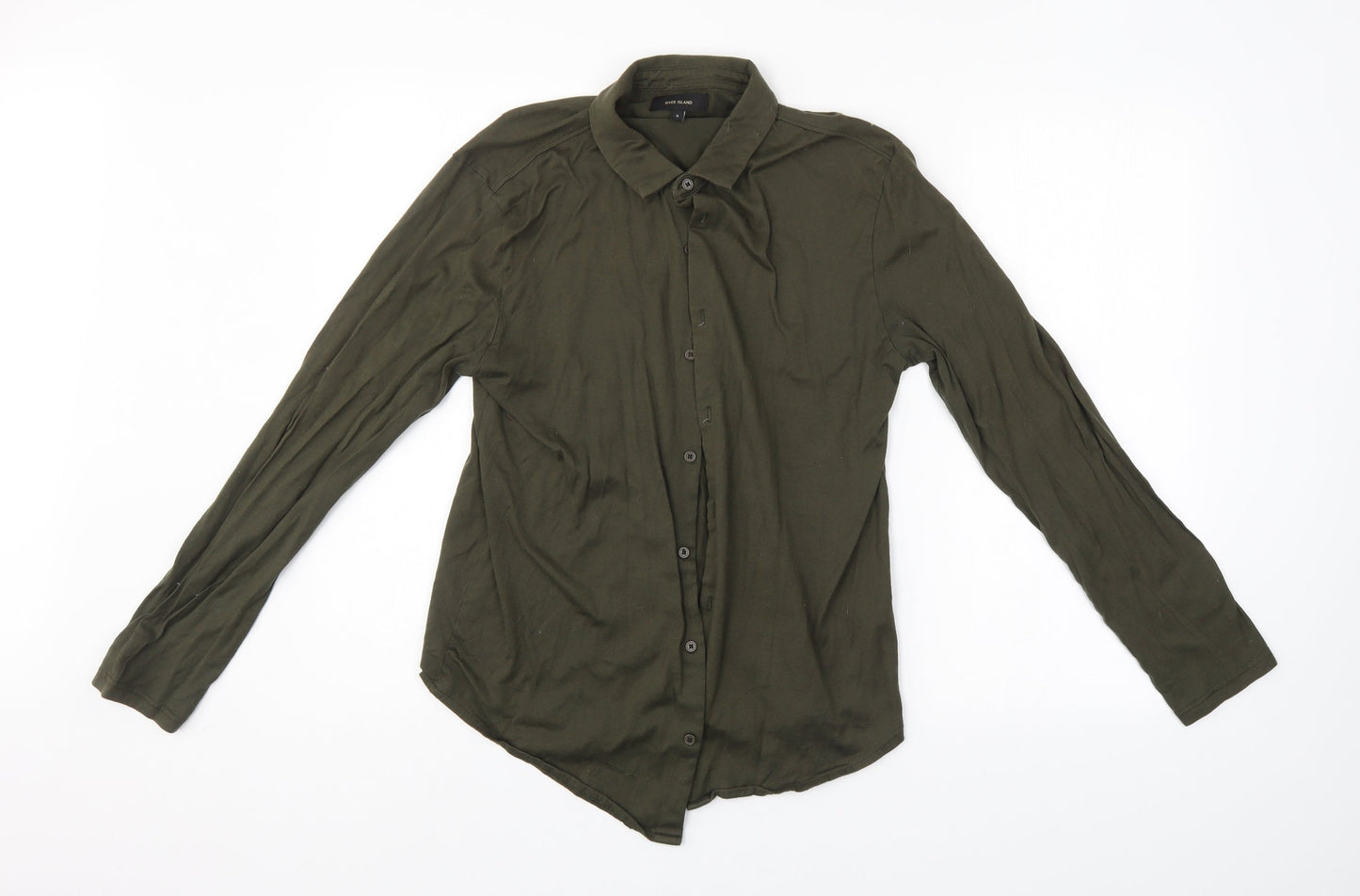 Womens UK Size S River Island Green Basic Button-Up