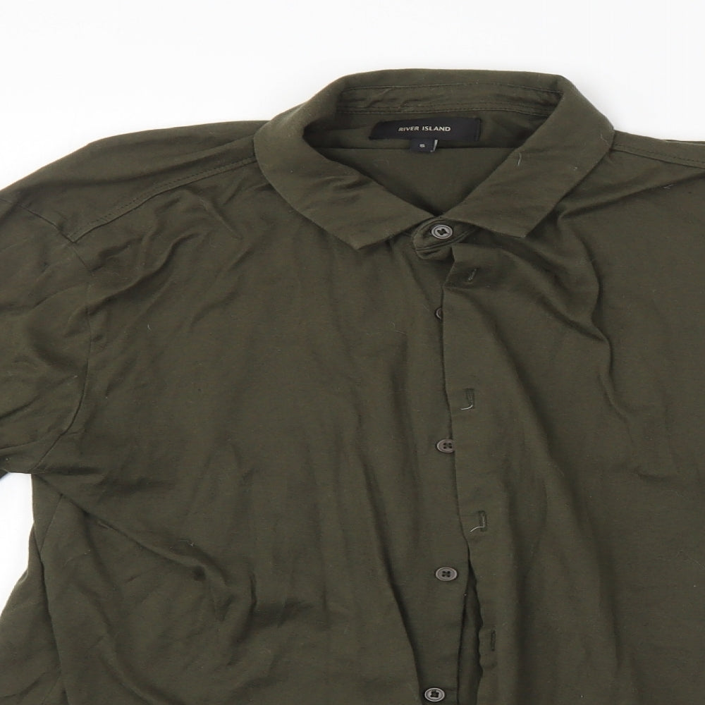 Womens UK Size S River Island Green Basic Button-Up