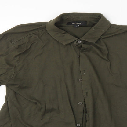 Womens UK Size S River Island Green Basic Button-Up