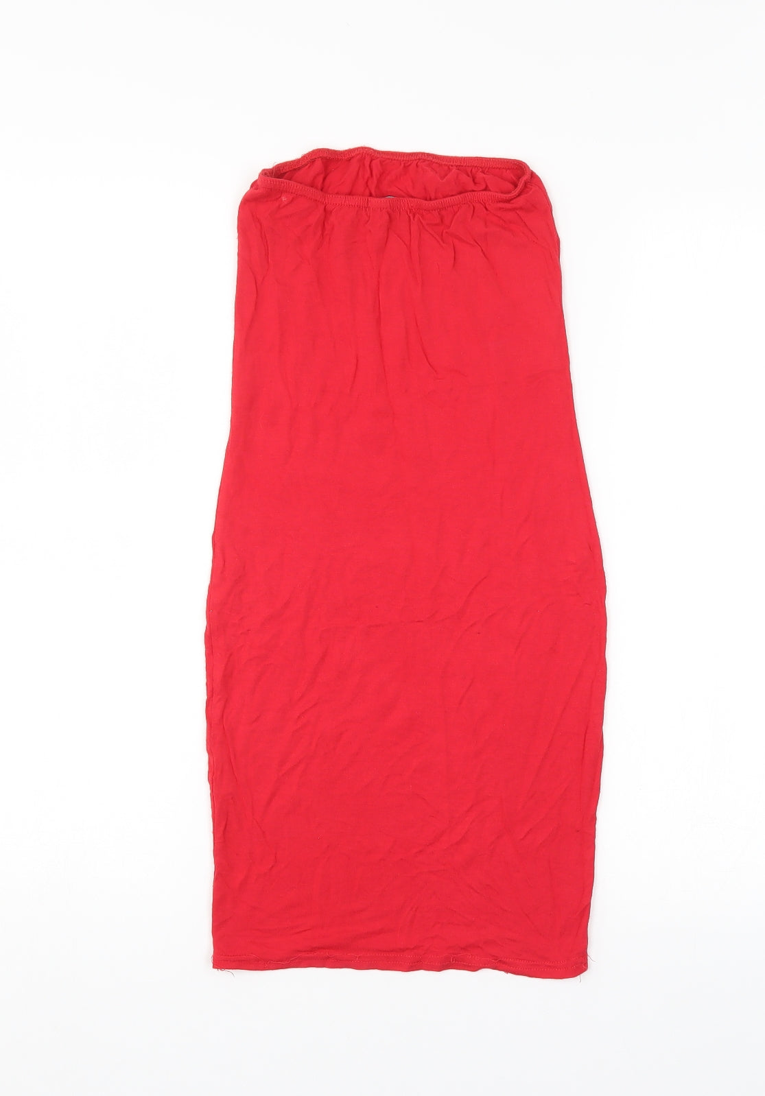 PRETTYLITTLETHING Womens Red   Straight & Pencil Skirt Size 6  - elastic waist