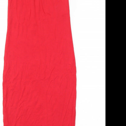 PRETTYLITTLETHING Womens Red   Straight & Pencil Skirt Size 6  - elastic waist