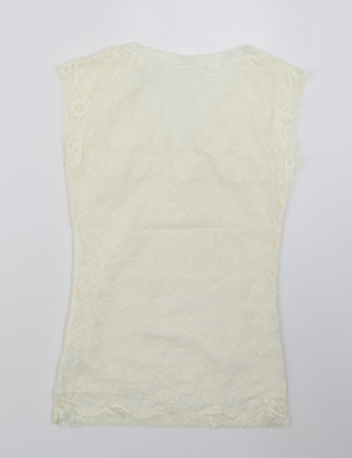 Womens UK Size XL Preworn Ivory Basic T-Shirt