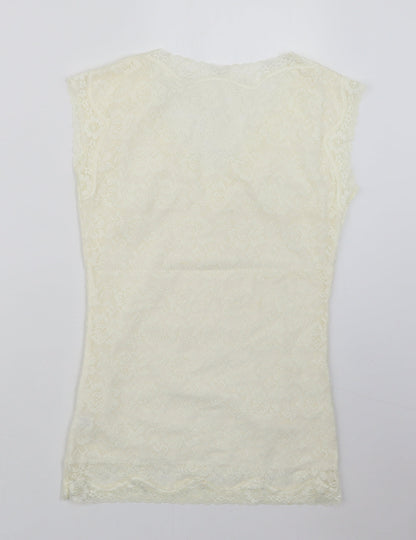 Womens UK Size XL Preworn Ivory Basic T-Shirt