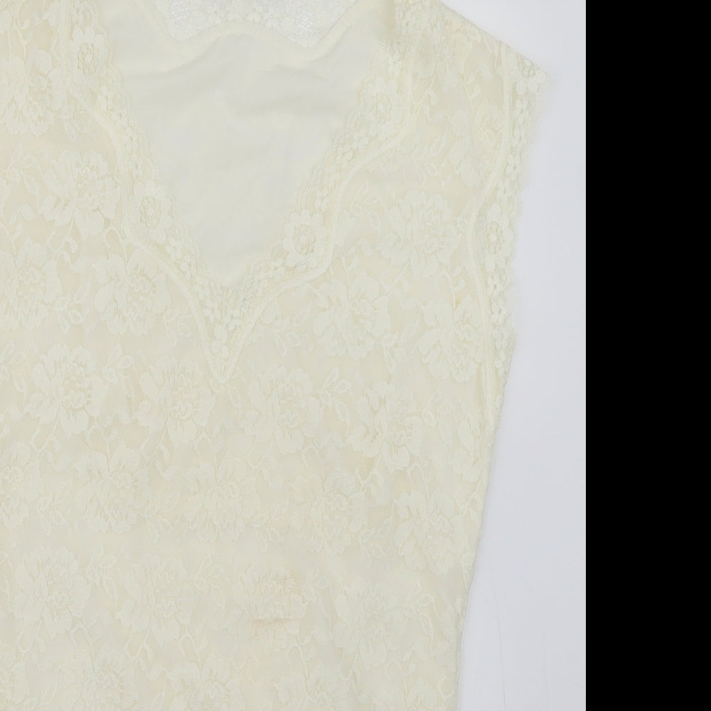 Womens UK Size XL Preworn Ivory Basic T-Shirt