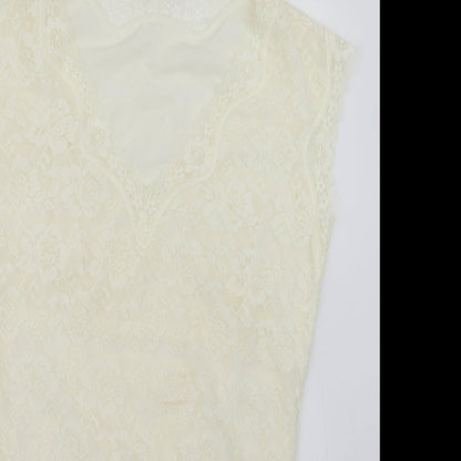 Womens UK Size XL Preworn Ivory Basic T-Shirt