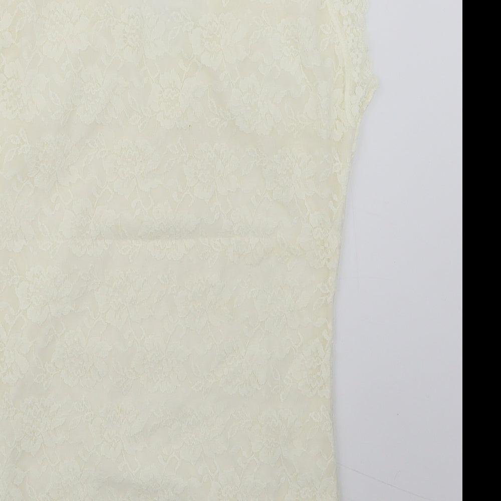 Womens UK Size XL Preworn Ivory Basic T-Shirt