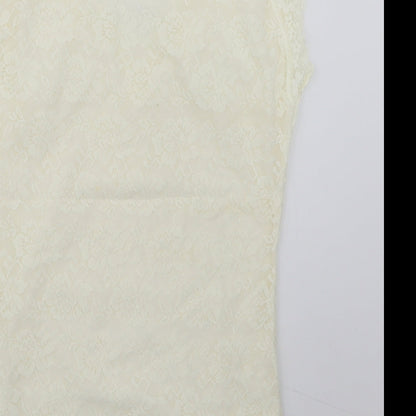 Womens UK Size XL Preworn Ivory Basic T-Shirt