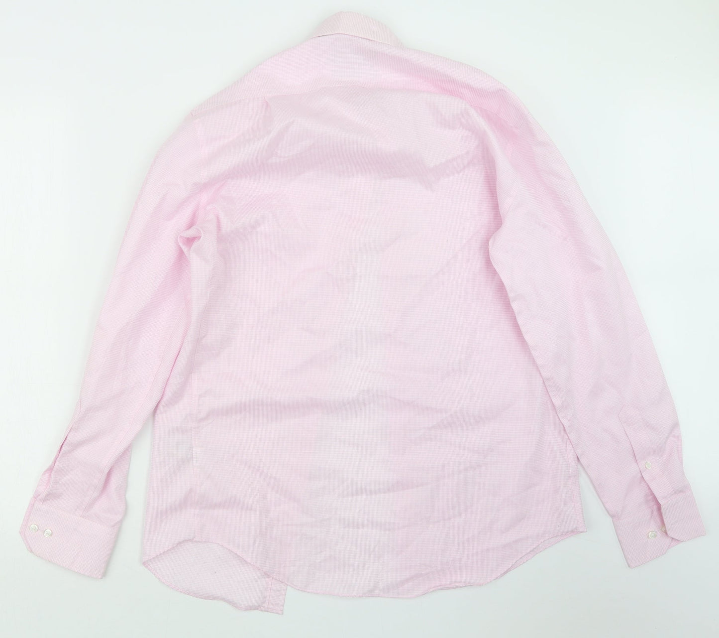 Mens UK Size 14.5 Marks and Spencer Pink  Button-Up Long Sleeve Casual Shirt
