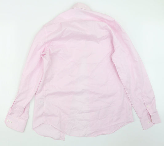 Mens UK Size 14.5 Marks and Spencer Pink  Button-Up Long Sleeve Casual Shirt