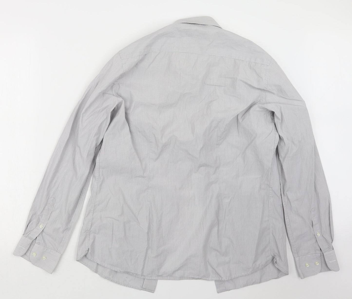 Mens UK Size 16 NEXT Grey  Button-Up Long Sleeve Casual Shirt
