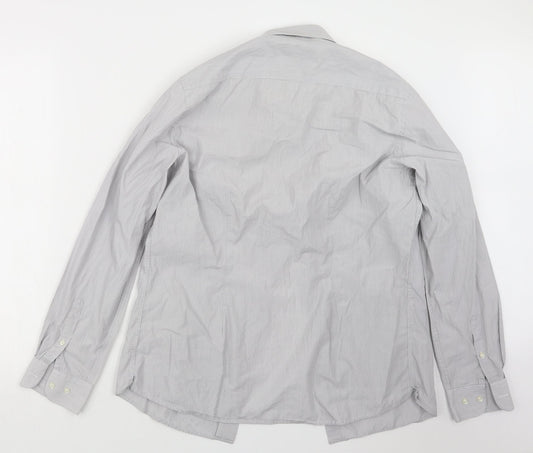 Mens UK Size 16 NEXT Grey  Button-Up Long Sleeve Casual Shirt