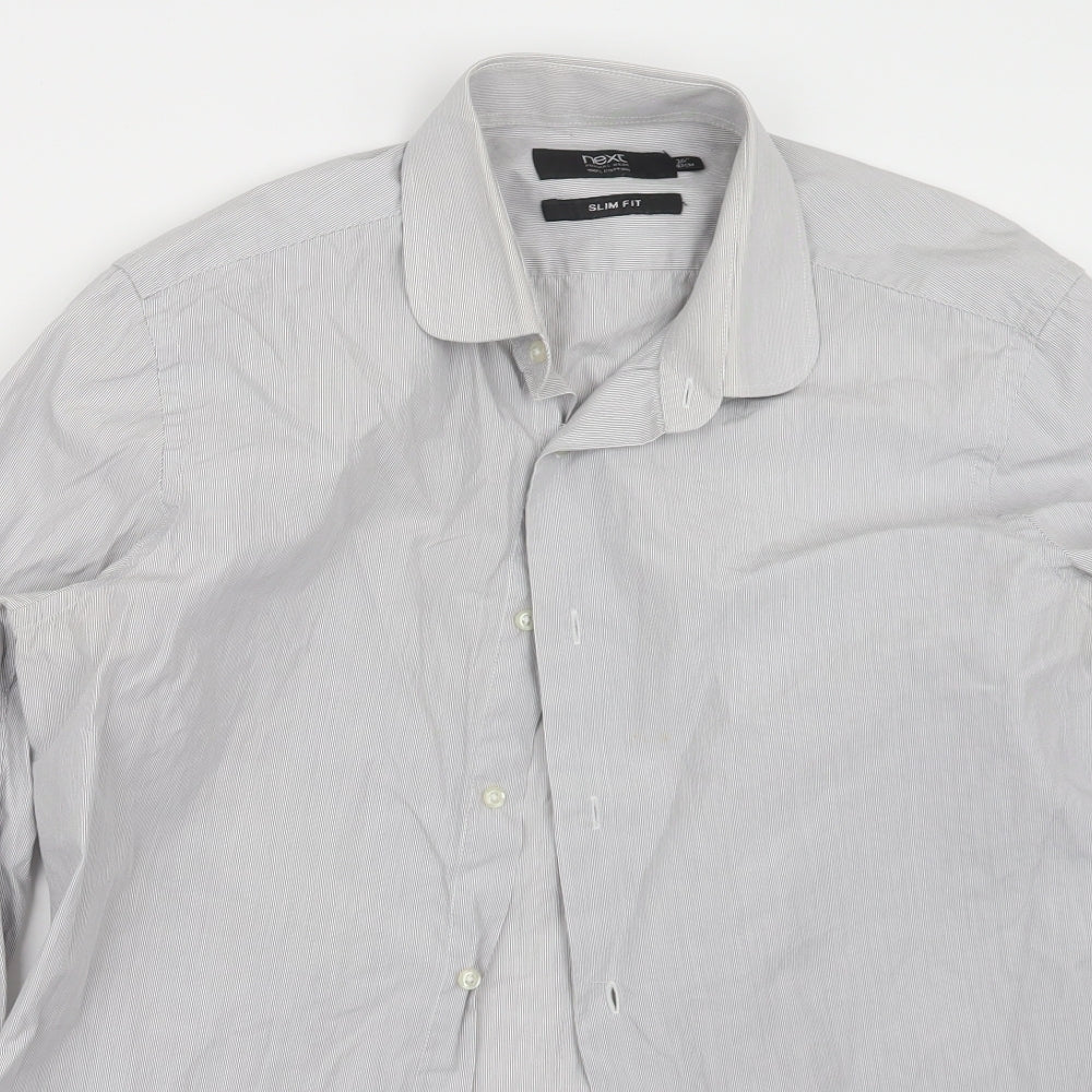Mens UK Size 16 NEXT Grey  Button-Up Long Sleeve Casual Shirt