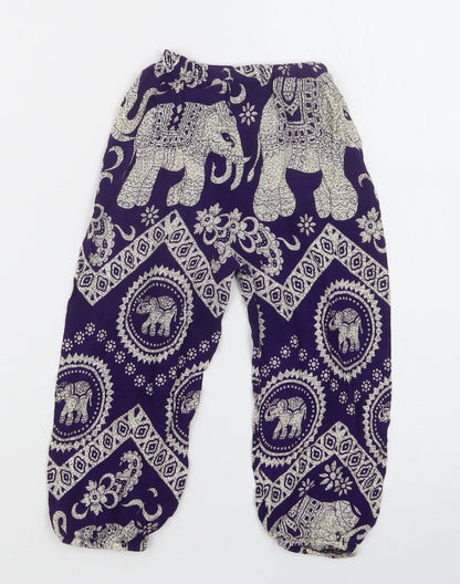 Preworn Girls Purple Geometric  Bloomer Trousers Size M