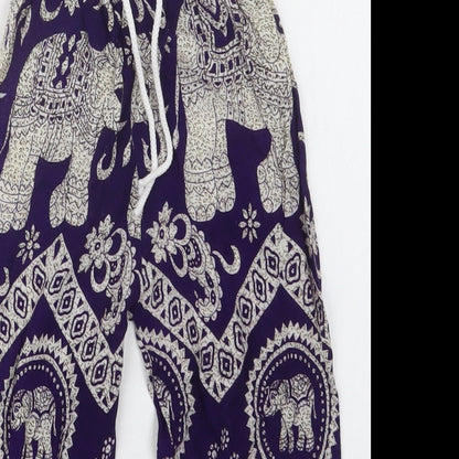 Preworn Girls Purple Geometric  Bloomer Trousers Size M