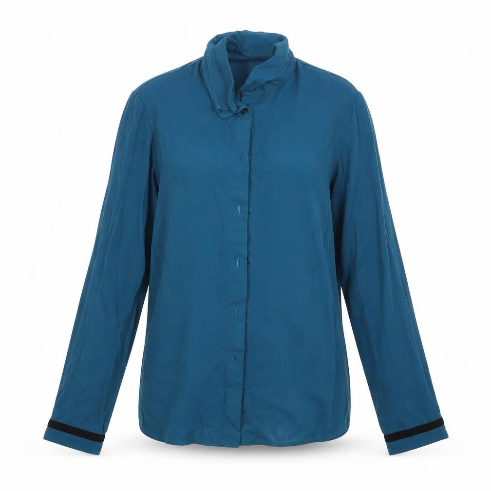 Womens UK Size 4 Primark Blue Basic Button-Up