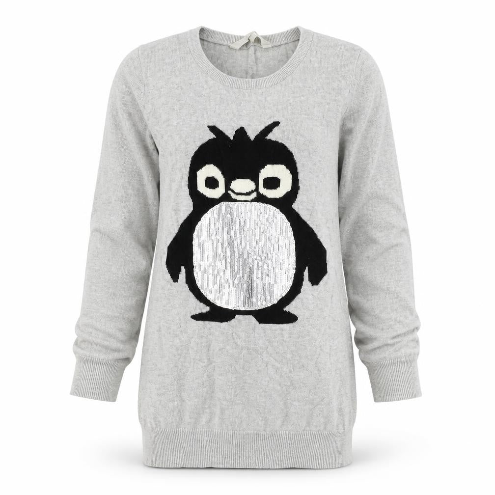 Red Herring Girls Grey  Knit Pullover Jumper Size 14 Years  - Penguin