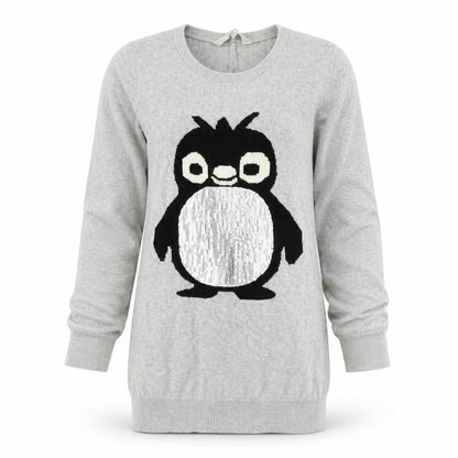 Red Herring Girls Grey  Knit Pullover Jumper Size 14 Years  - Penguin