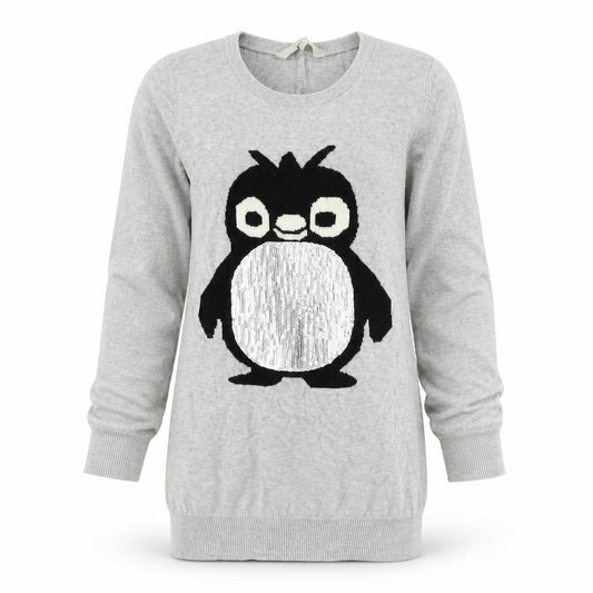Red Herring Girls Grey  Knit Pullover Jumper Size 14 Years  - Penguin