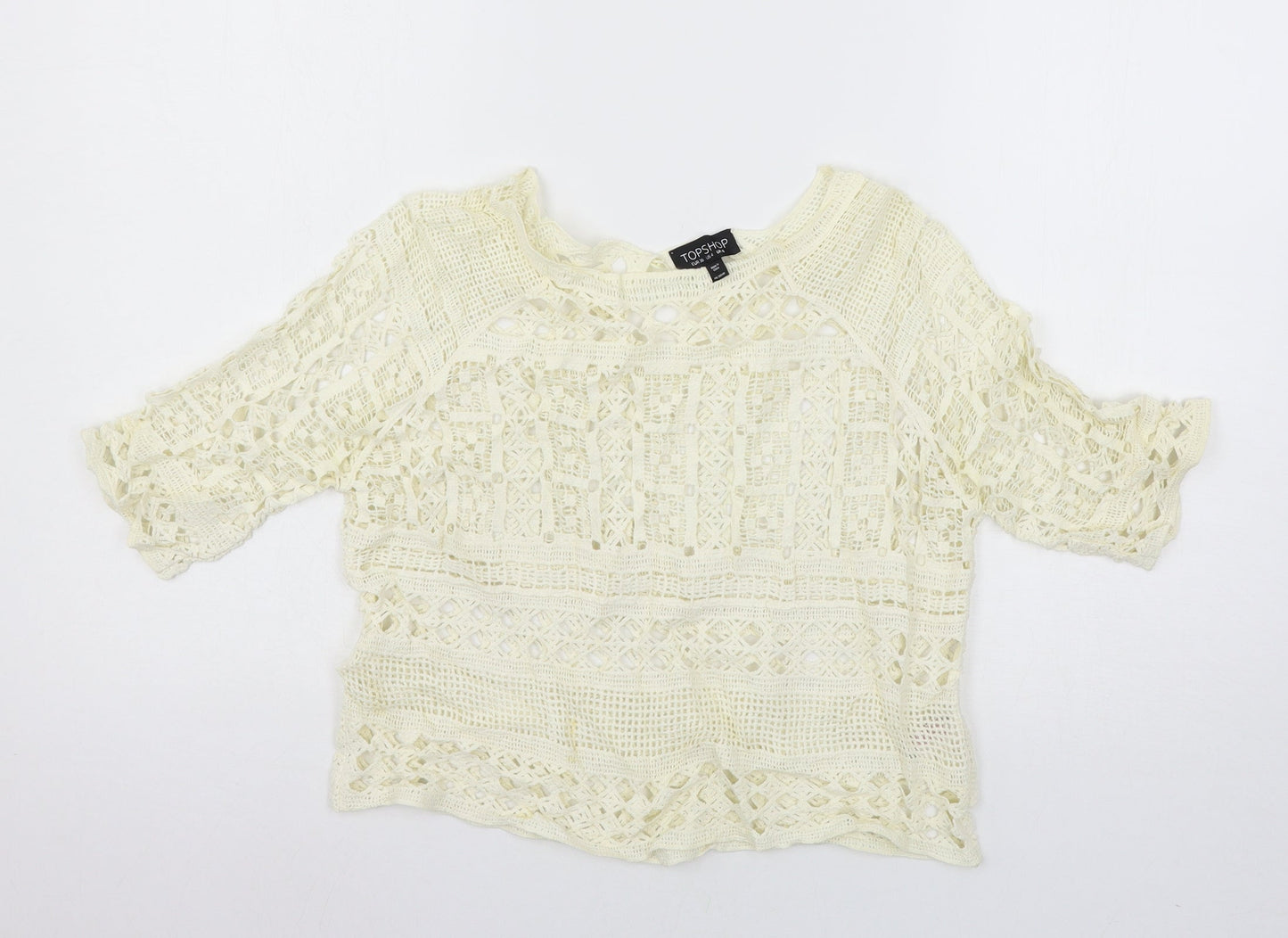Womens UK Size 8 Topshop Ivory Basic T-Shirt