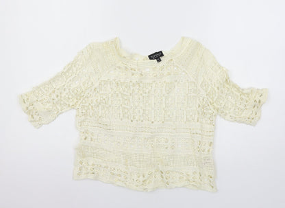 Womens UK Size 8 Topshop Ivory Basic T-Shirt