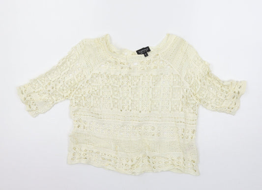 Womens UK Size 8 Topshop Ivory Basic T-Shirt