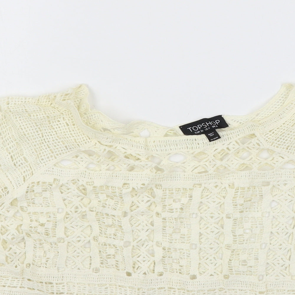 Womens UK Size 8 Topshop Ivory Basic T-Shirt