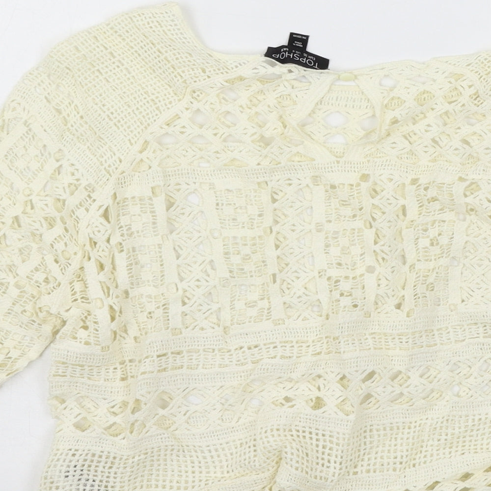 Womens UK Size 8 Topshop Ivory Basic T-Shirt