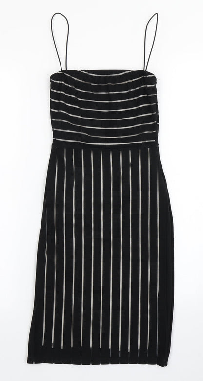 PRETTYLITTLETHING Womens Black Striped  Bodycon  Size 6