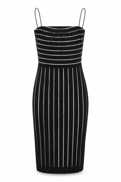 PRETTYLITTLETHING Womens Black Striped  Bodycon  Size 6