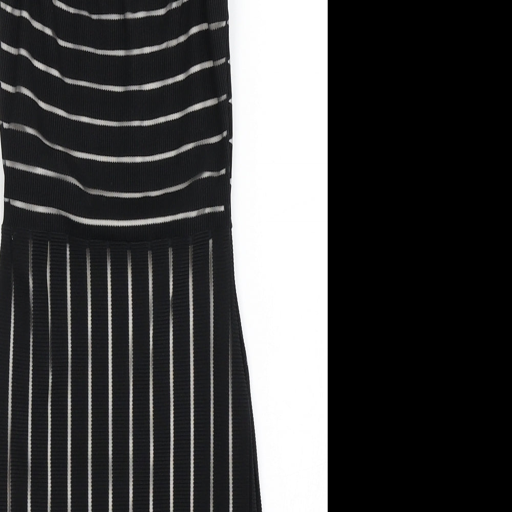 PRETTYLITTLETHING Womens Black Striped  Bodycon  Size 6