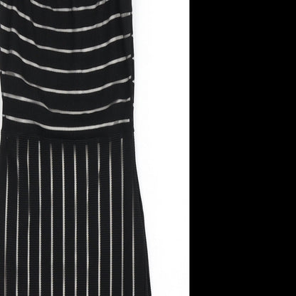 PRETTYLITTLETHING Womens Black Striped  Bodycon  Size 6