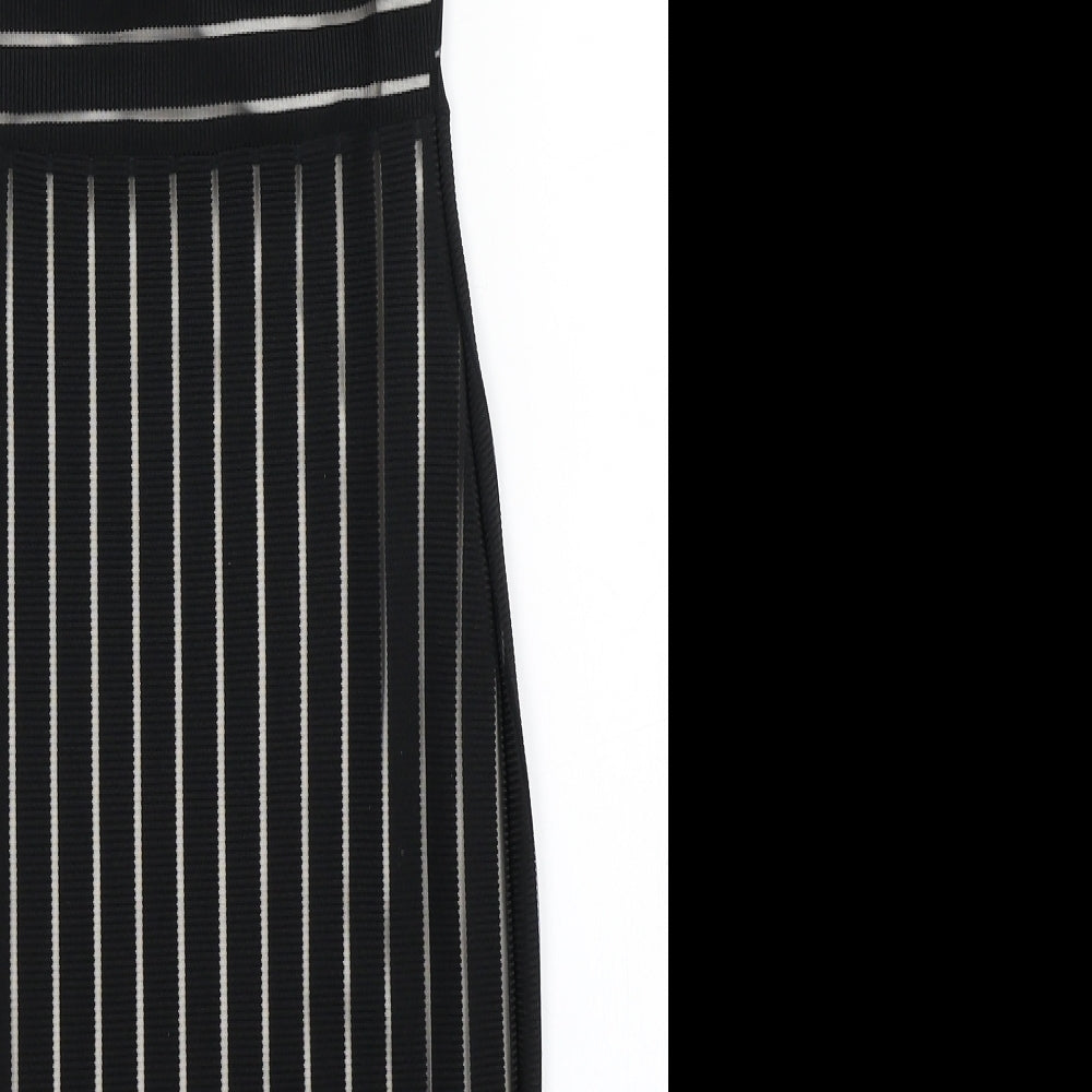 PRETTYLITTLETHING Womens Black Striped  Bodycon  Size 6