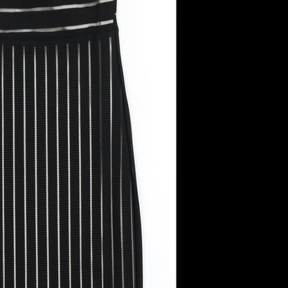 PRETTYLITTLETHING Womens Black Striped  Bodycon  Size 6