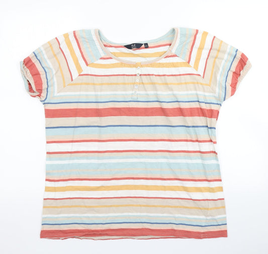 ISLE Womens Red Striped  Basic T-Shirt Size L