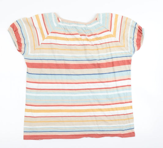 ISLE Womens Red Striped  Basic T-Shirt Size L