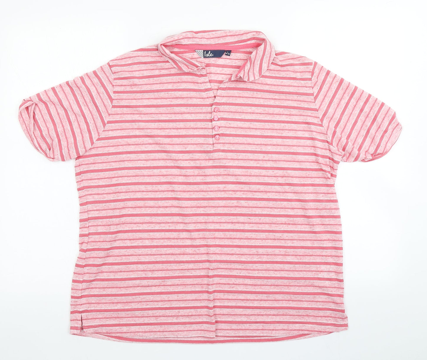Isle Womens Pink Striped  Basic Polo Size L