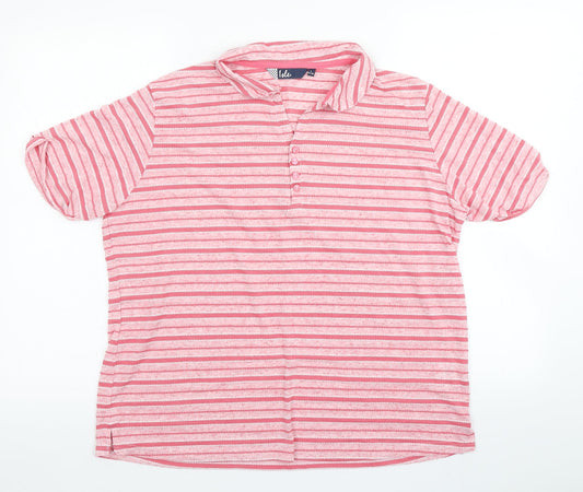 Isle Womens Pink Striped  Basic Polo Size L