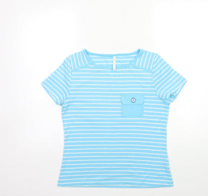 Bonmarché Womens Blue Striped  Basic T-Shirt Size S