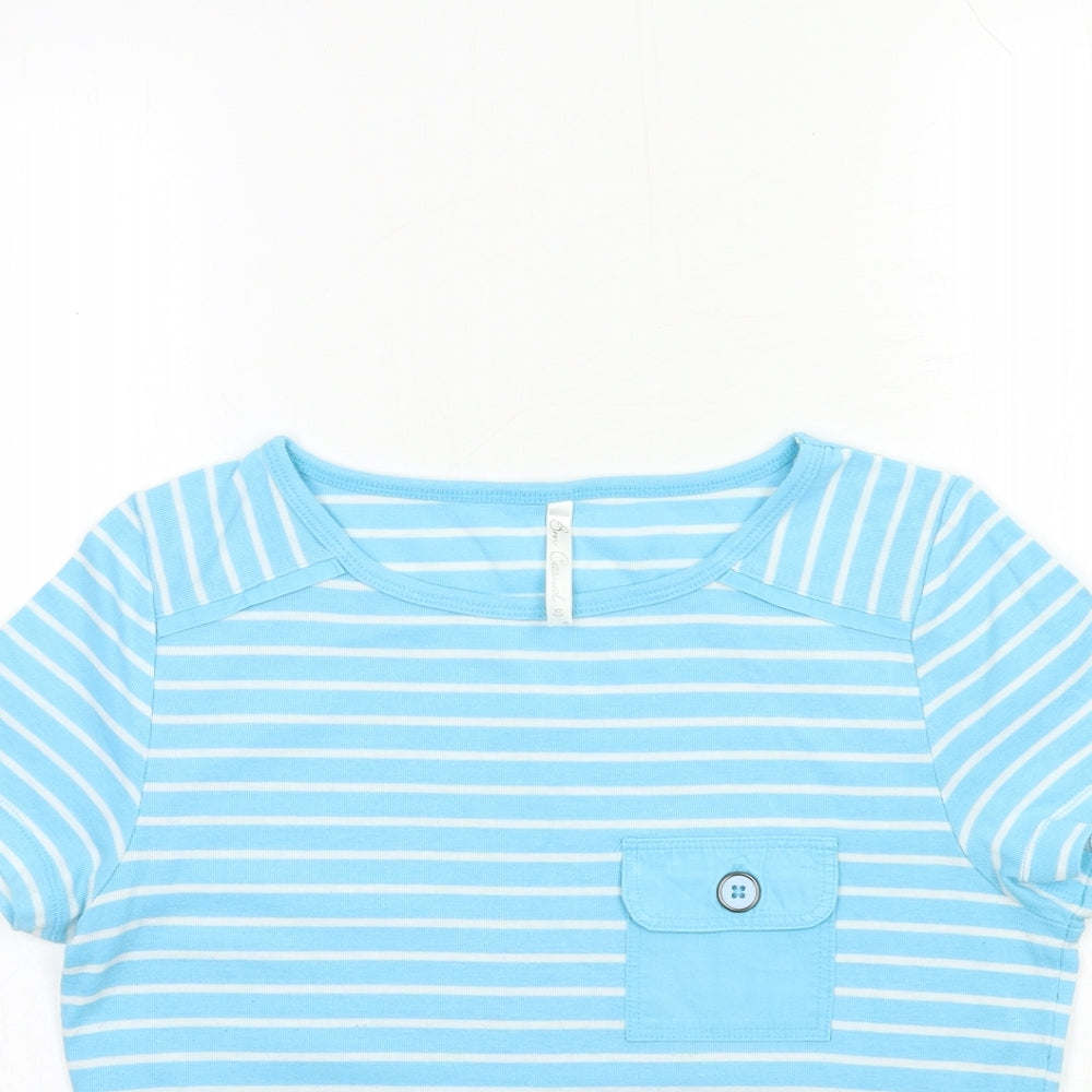 Bonmarché Womens Blue Striped  Basic T-Shirt Size S