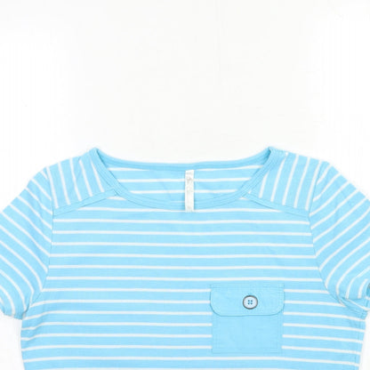 Bonmarché Womens Blue Striped  Basic T-Shirt Size S