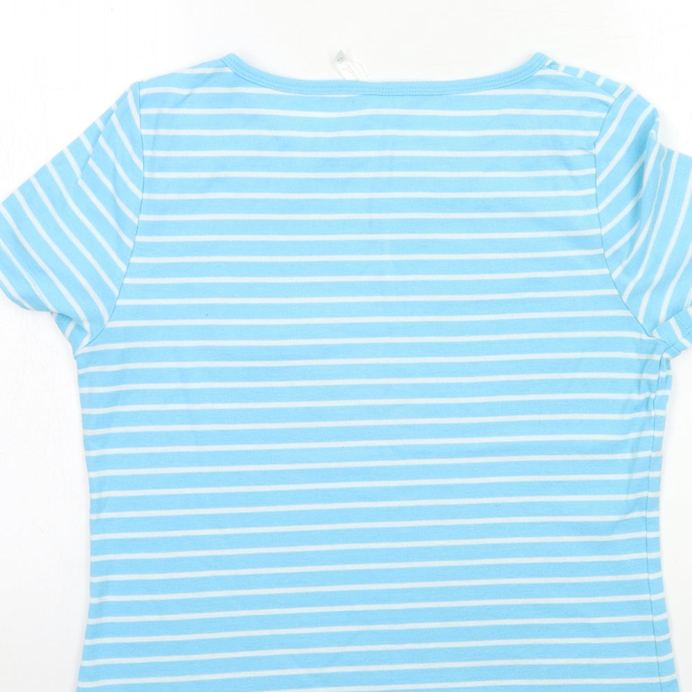 Bonmarché Womens Blue Striped  Basic T-Shirt Size S