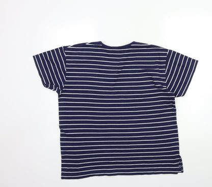 Carolyn Taylor Womens Blue Striped  Basic T-Shirt Size M