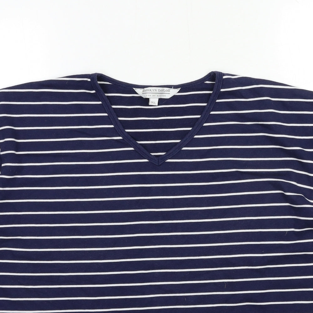 Carolyn Taylor Womens Blue Striped  Basic T-Shirt Size M