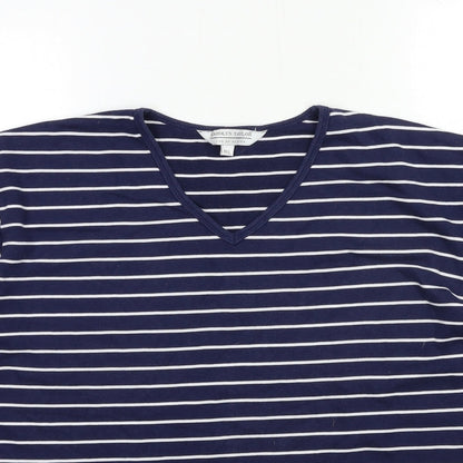 Carolyn Taylor Womens Blue Striped  Basic T-Shirt Size M