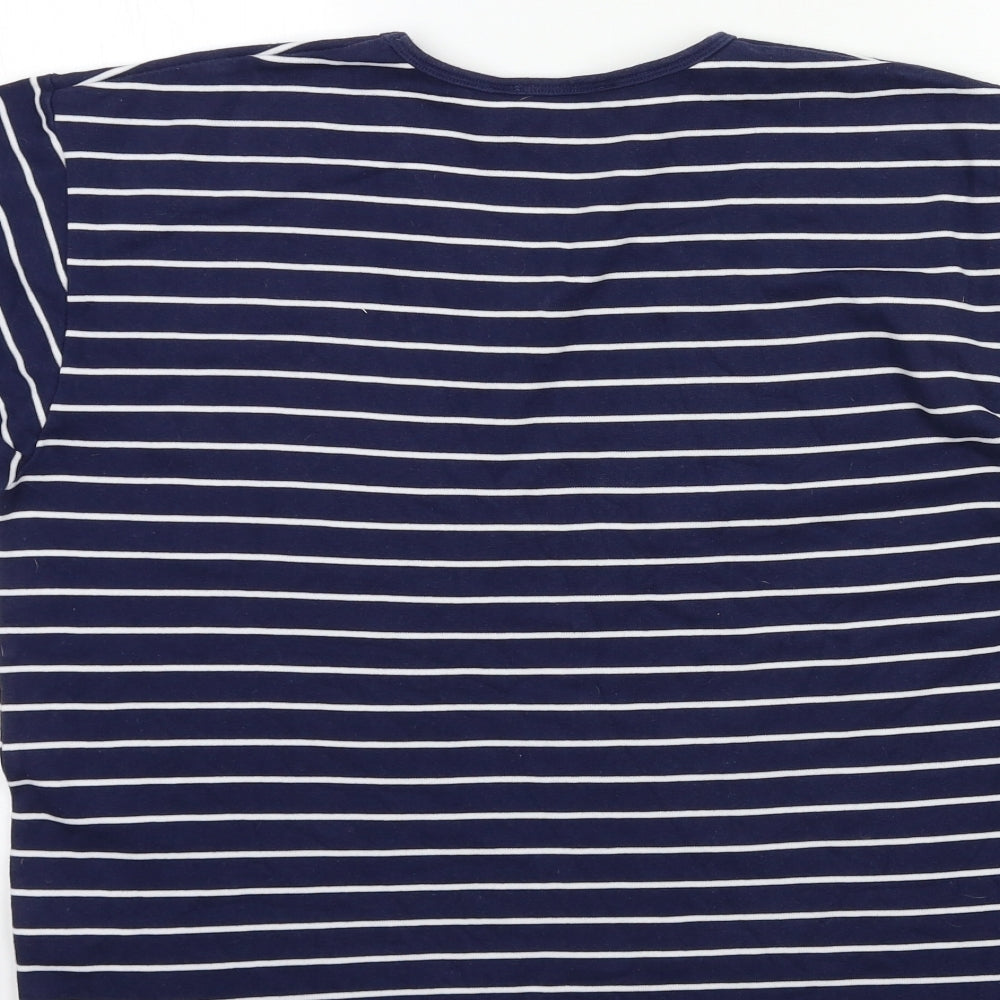 Carolyn Taylor Womens Blue Striped  Basic T-Shirt Size M