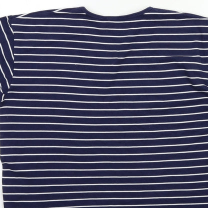 Carolyn Taylor Womens Blue Striped  Basic T-Shirt Size M