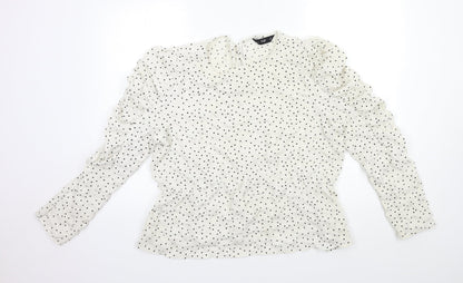 F&F Womens White Polka Dot  Basic Blouse Size 10