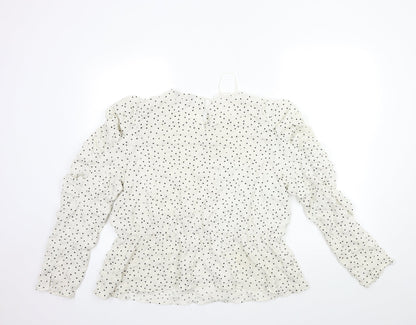 F&F Womens White Polka Dot  Basic Blouse Size 10